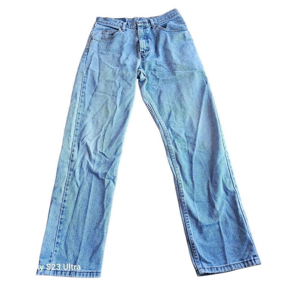 Wrangler mens Sz 30X32 wash blue straight leg jeans slim